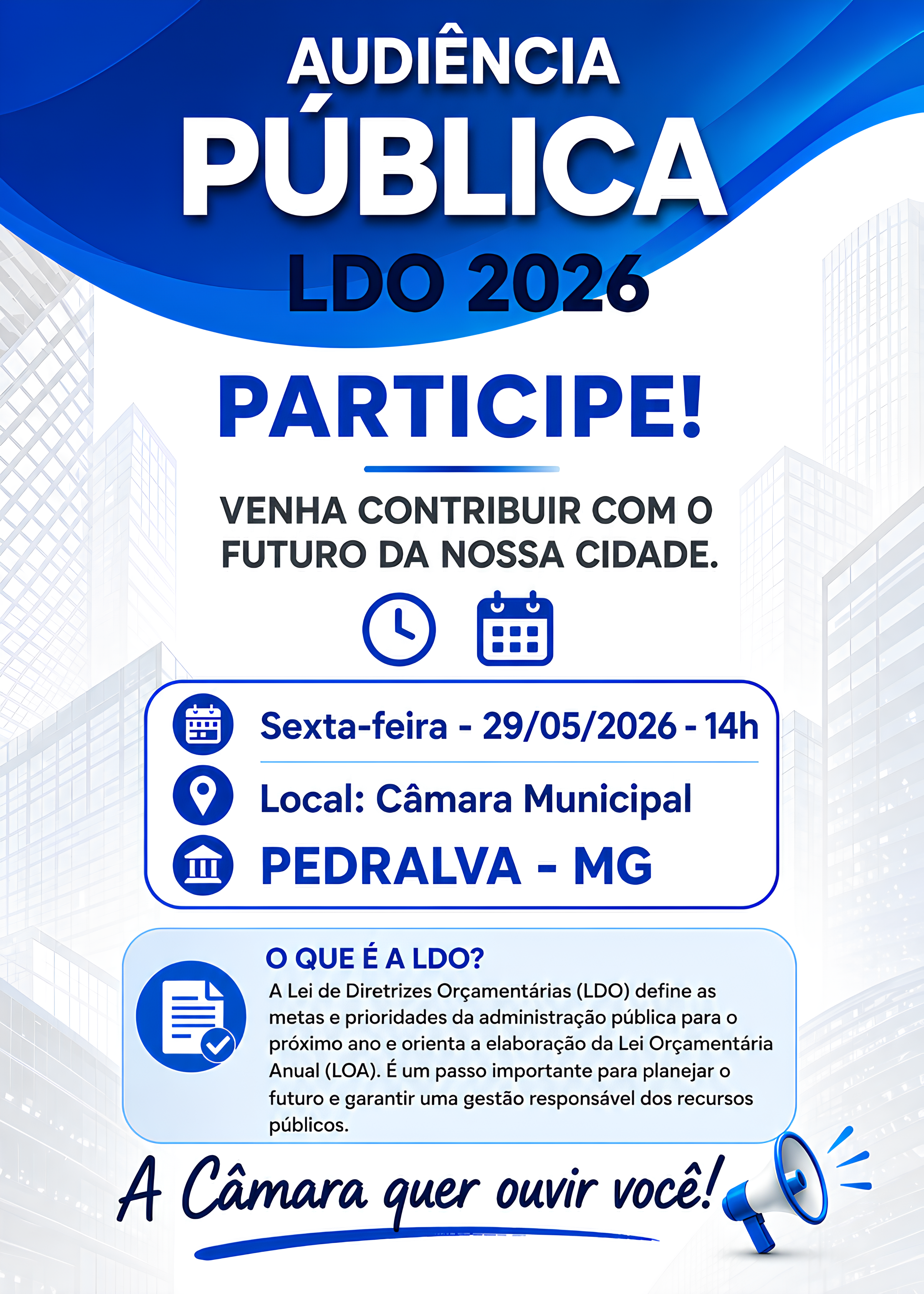 Câmara Municipal realiza Audiência Pública para discussão da LDO 2026
