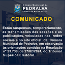 Câmara suspende transmissão de sessões e publicações durante período eleitoral Câmara suspende transmissão de sessões e publicações durante período eleitoral