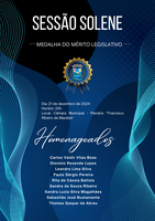Câmara entrega Medalha do Mérito Legislativo no próximo sábado (21/12)