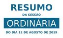 Resumo da 22ª Sessão Ordinária de 2019 Resumo da 22ª Sessão Ordinária de 2019