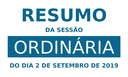 Resumo da 25ª Sessão Ordinária de 2019 Resumo da 25ª Sessão Ordinária de 2019