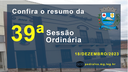 Resumo da 39ª Sessão Ordinária de 2023